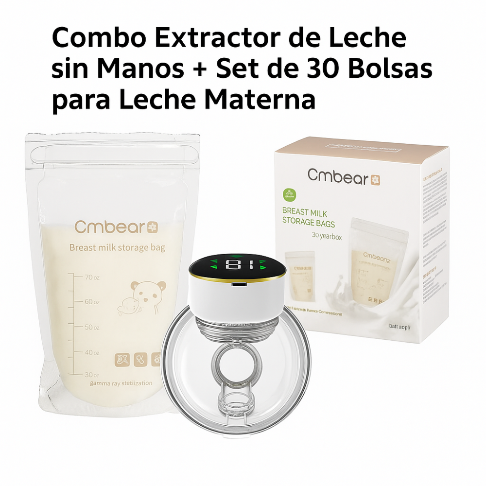 Extractor De Leche Eléctrico Portátil Silencioso Mano Libre + Bolsas De Lactancia x30 Unidades