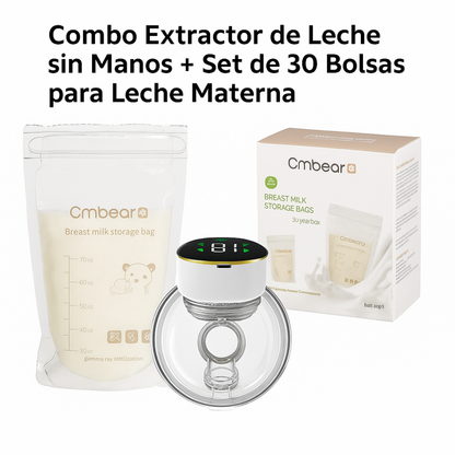 Extractor De Leche Eléctrico Portátil Silencioso Mano Libre + Bolsas De Lactancia x30 Unidades