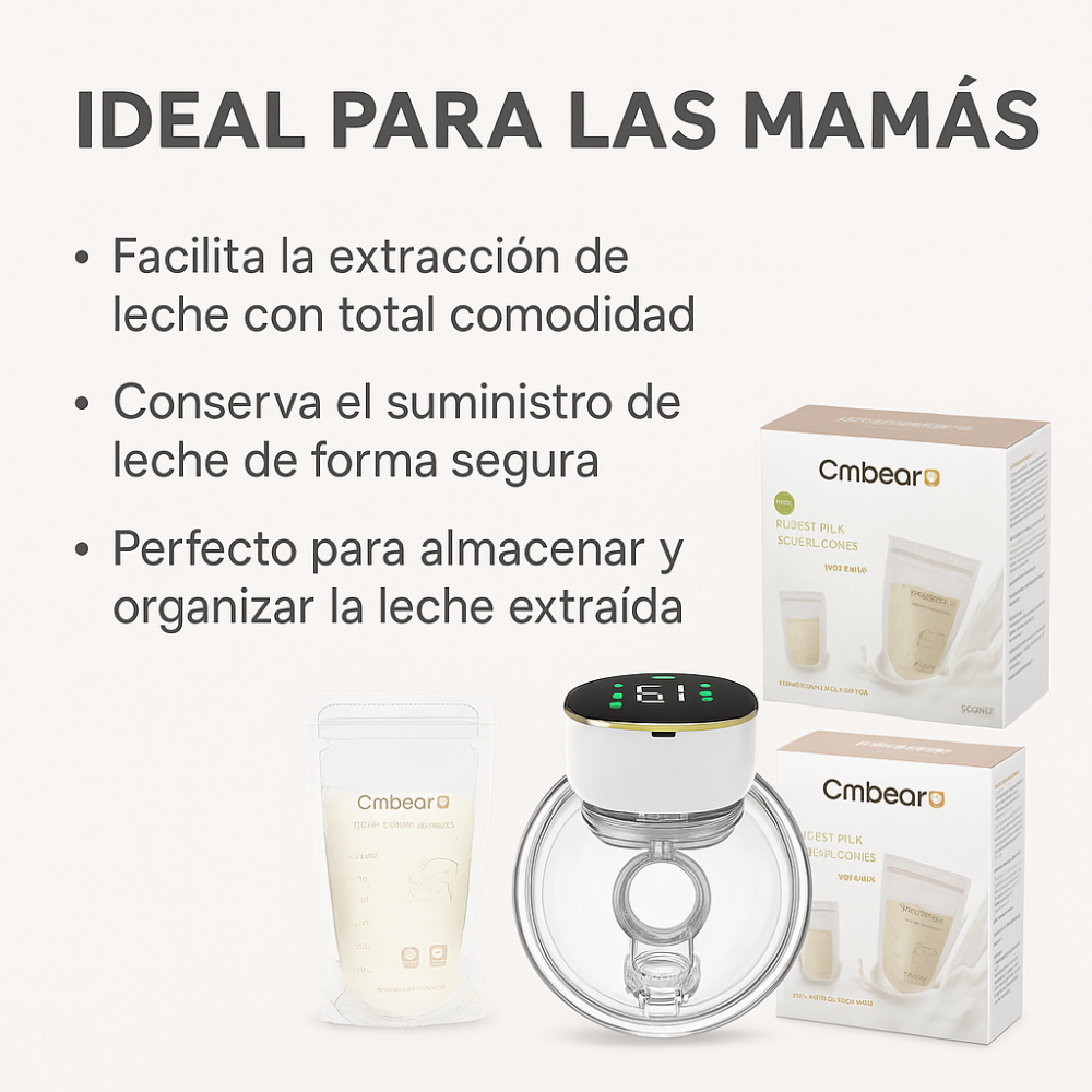 Extractor De Leche Eléctrico Portátil Silencioso Mano Libre + Bolsas De Lactancia x30 Unidades