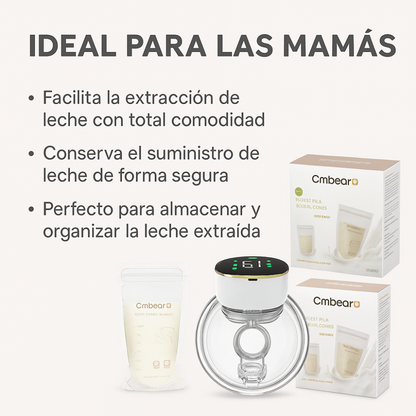 Extractor De Leche Eléctrico Portátil Silencioso Mano Libre + Bolsas De Lactancia x30 Unidades