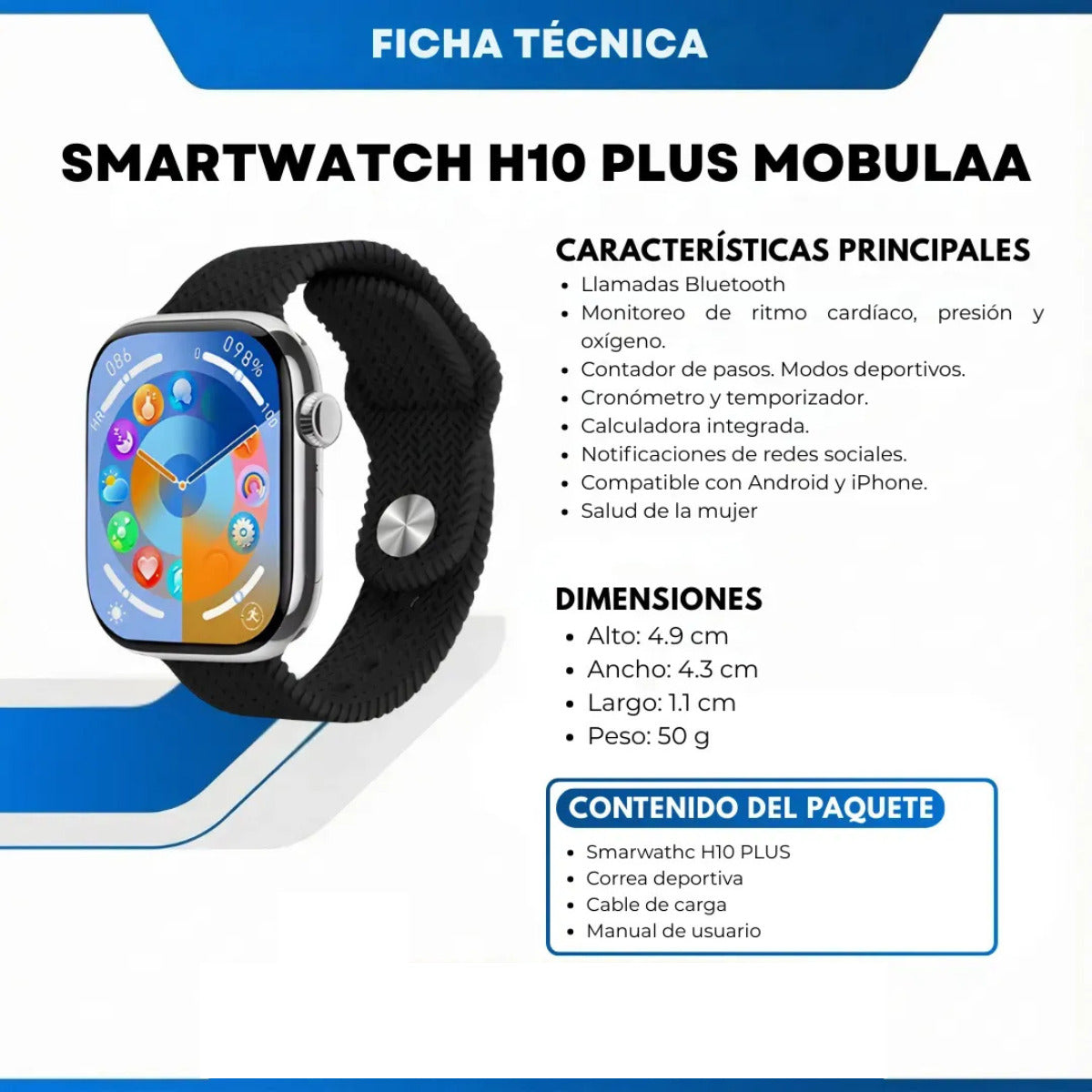 Smartwatch H10 Plus Mobulaa