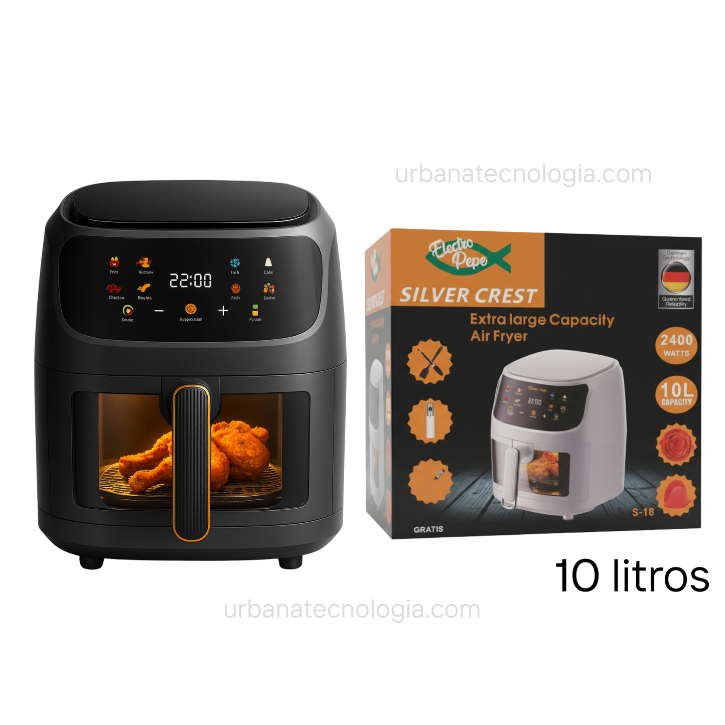 Freidora de Aire SILVER CREST 10 Litros + Accesorios