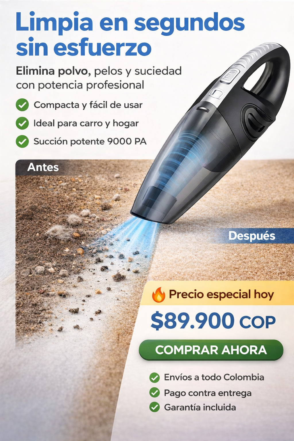 Aspiradora Inalámbrica para Vehiculos y Hogar