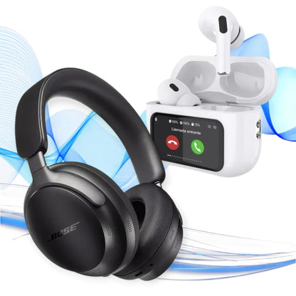 Audifonos con pantalla + Auriculares Bluetooth Tipo Bose