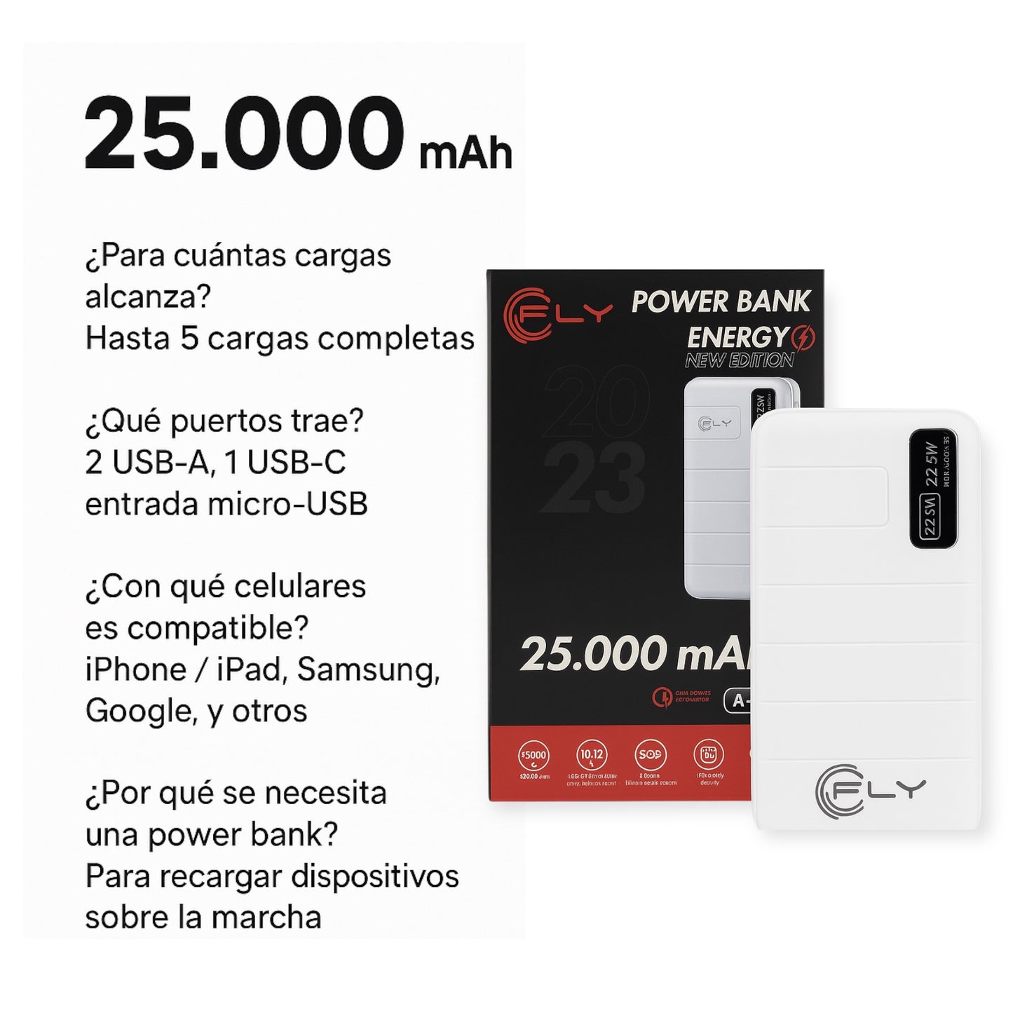 Bolso Antirobo + Power Bank FLY A-220 - 25.000mAh