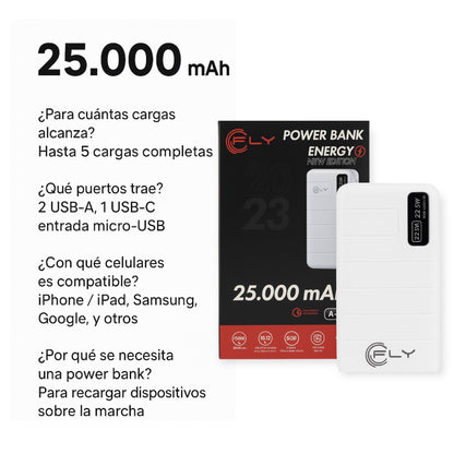 Bolso Antirobo + Power Bank FLY A-220 - 25.000mAh