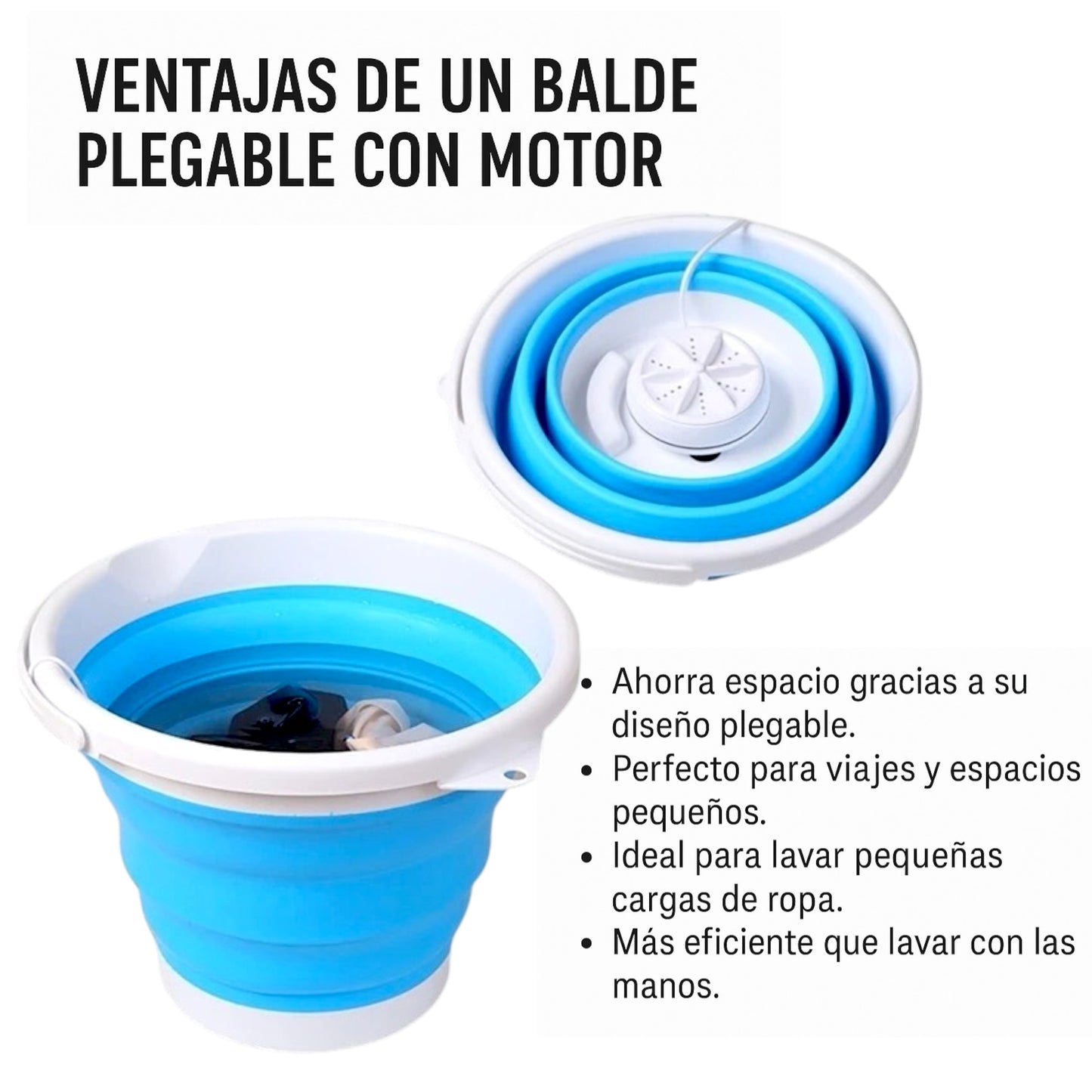 Balde Plegable con motor + Tendedero ropa plegable 3 niveles