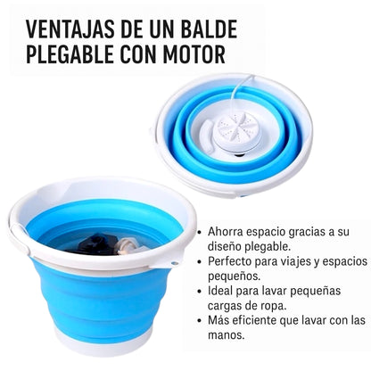 Balde Plegable con motor + Tendedero ropa plegable 3 niveles