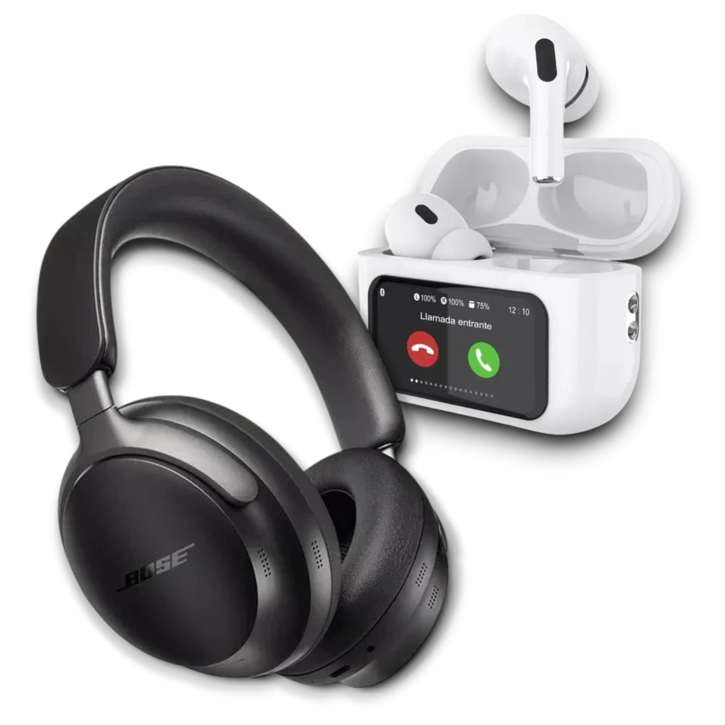 Audifonos con pantalla + Auriculares Bluetooth Tipo Bose