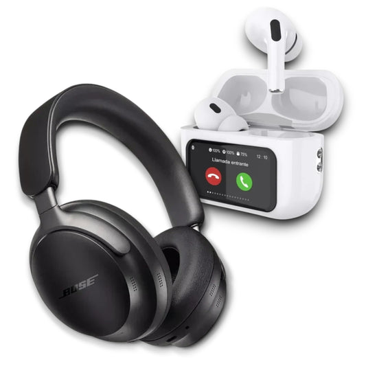 Audifonos con pantalla + Auriculares Bluetooth Tipo Bose