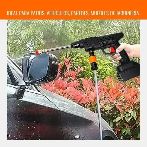 Pistola Hidrolavadora Inalambrica Portátil Recargable 48v 1 Baterias Color Negro 110v