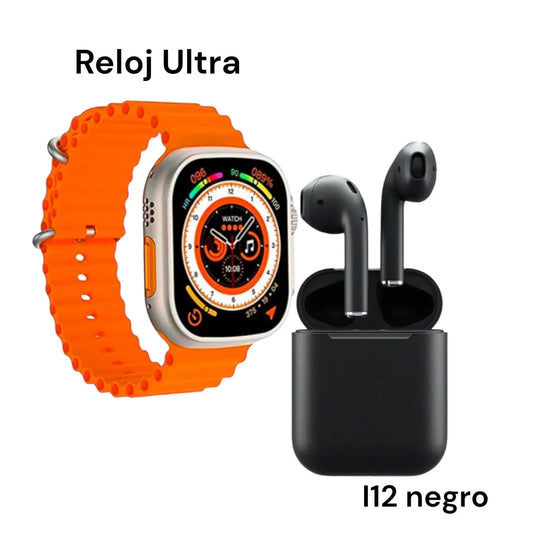 Reloj Inteligente SmartWatch Ultra + Auriculares I12 Bluetooth