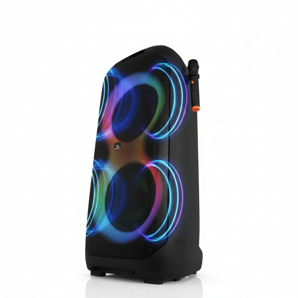 Parlante Bluetooth de Fiesta 10” 60W con Micrófonos Inalámbricos y Luces LED