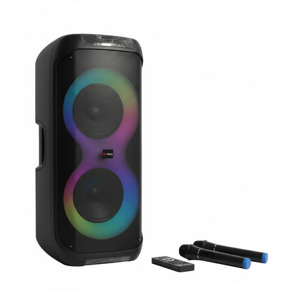 Parlante Bluetooth de Fiesta 10” 60W con Micrófonos Inalámbricos y Luces LED