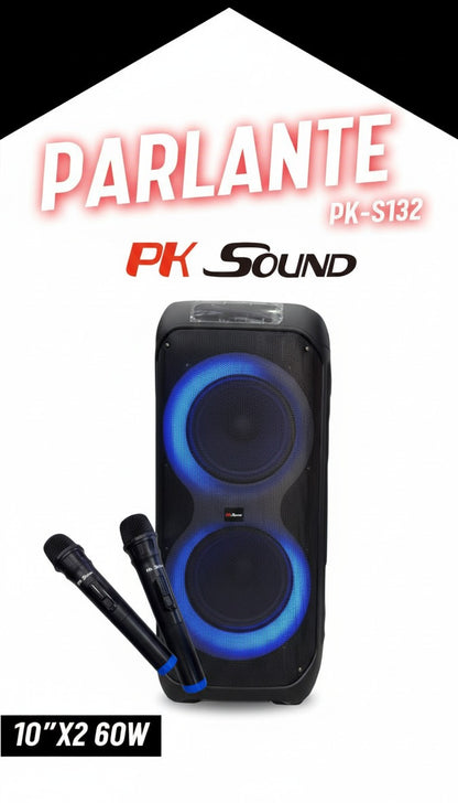 Parlante Bluetooth de Fiesta 10” 60W con Micrófonos Inalámbricos y Luces LED