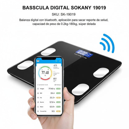 Báscula Digital Inteligente Bluetooth Sokany – Control Corporal con App