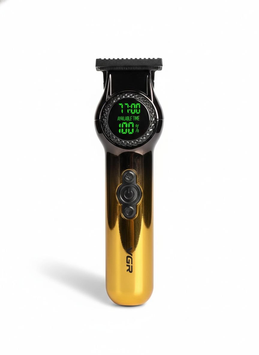 Patillera Profesional VGR V-990 Dorada – Máquina de Barbería con Pantalla Digital y Cuchilla T