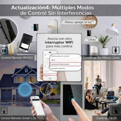 Interruptor WiFi Inteligente Táctil Vidrio Negro