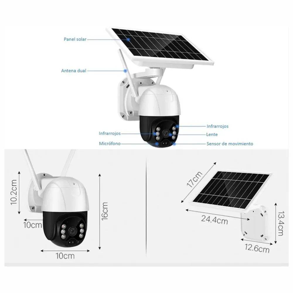 Cámara de Seguridad con Panel Solar IP66