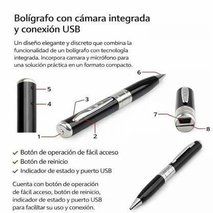 Bolígrafo con Cámara Integrada y Conexión USB
