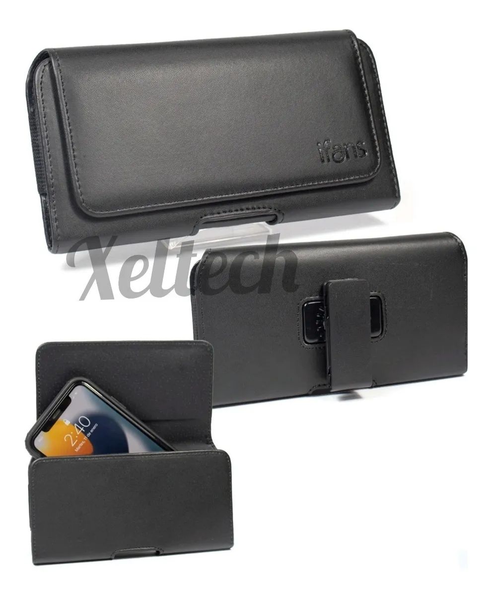 Estuche Protector de Cuero para Smartphone con Clip de Correa