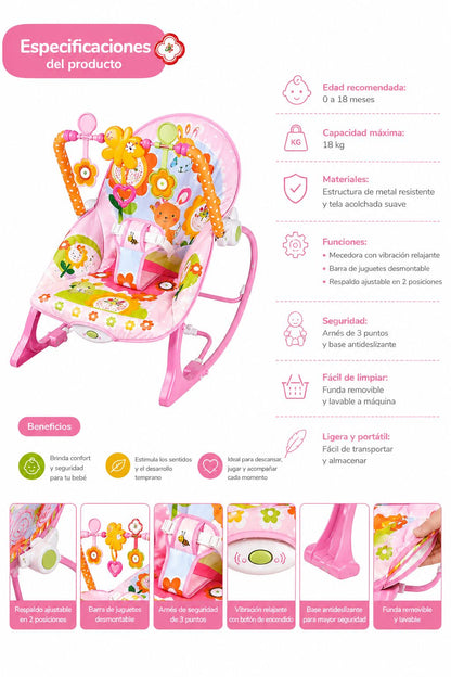 Silla Mecedora Para Bebé con Vibración y Juguetes