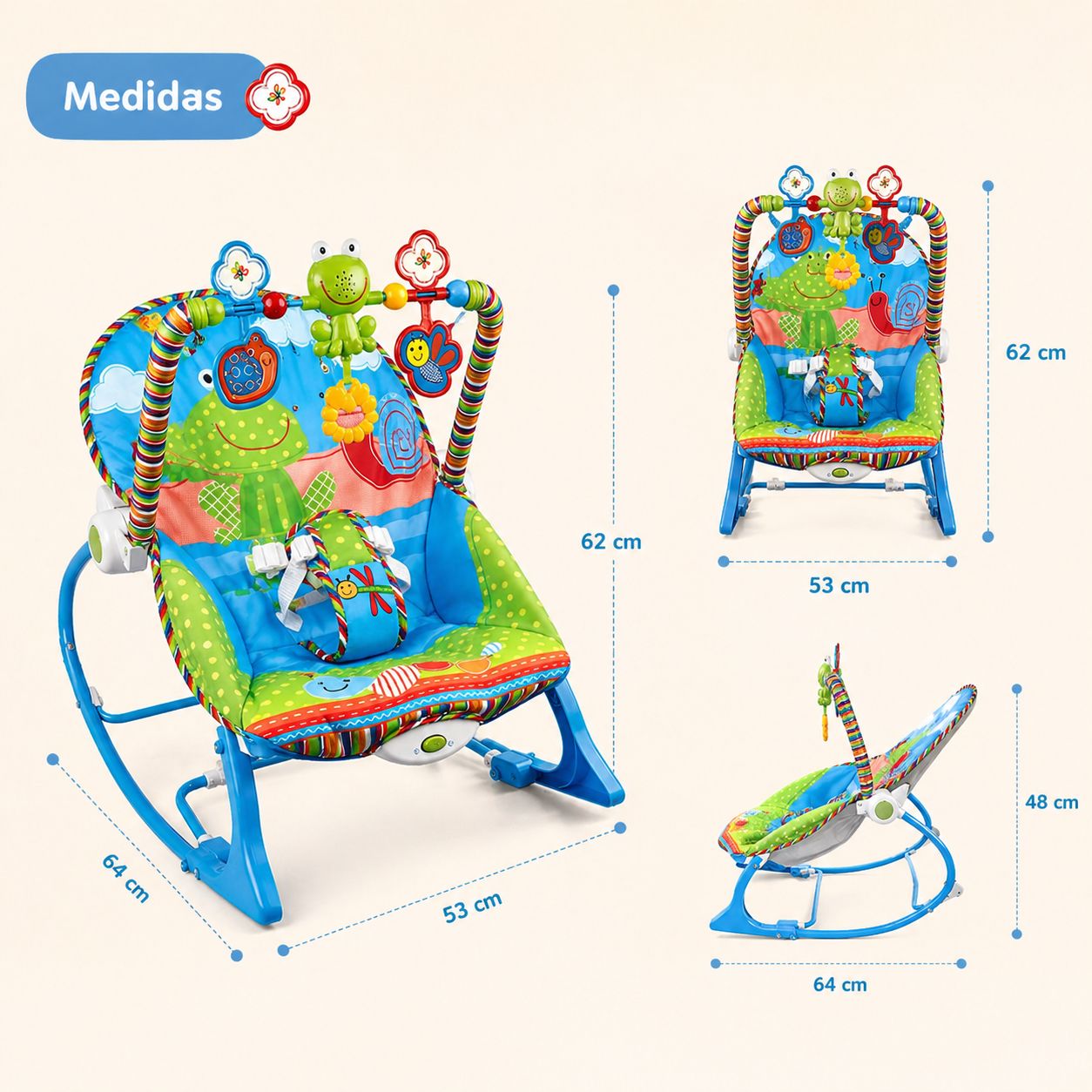 Silla Mecedora Para Bebé con Vibración y Juguetes