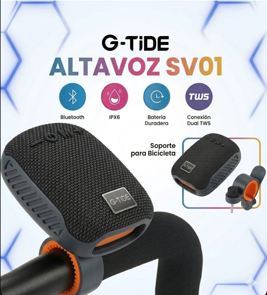 Parlante G-TIDE bluetooth con Soporte para Bicicleta