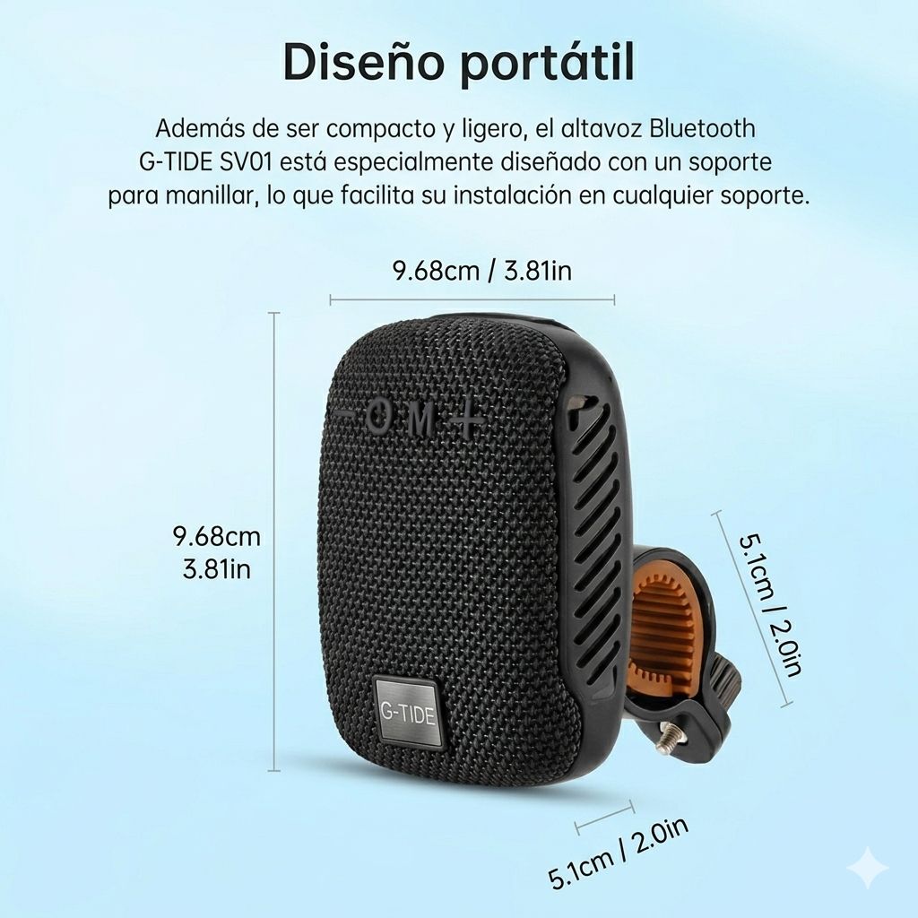 Parlante G-TIDE bluetooth con Soporte para Bicicleta