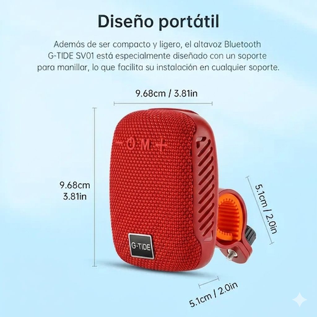 Parlante G-TIDE bluetooth con Soporte para Bicicleta