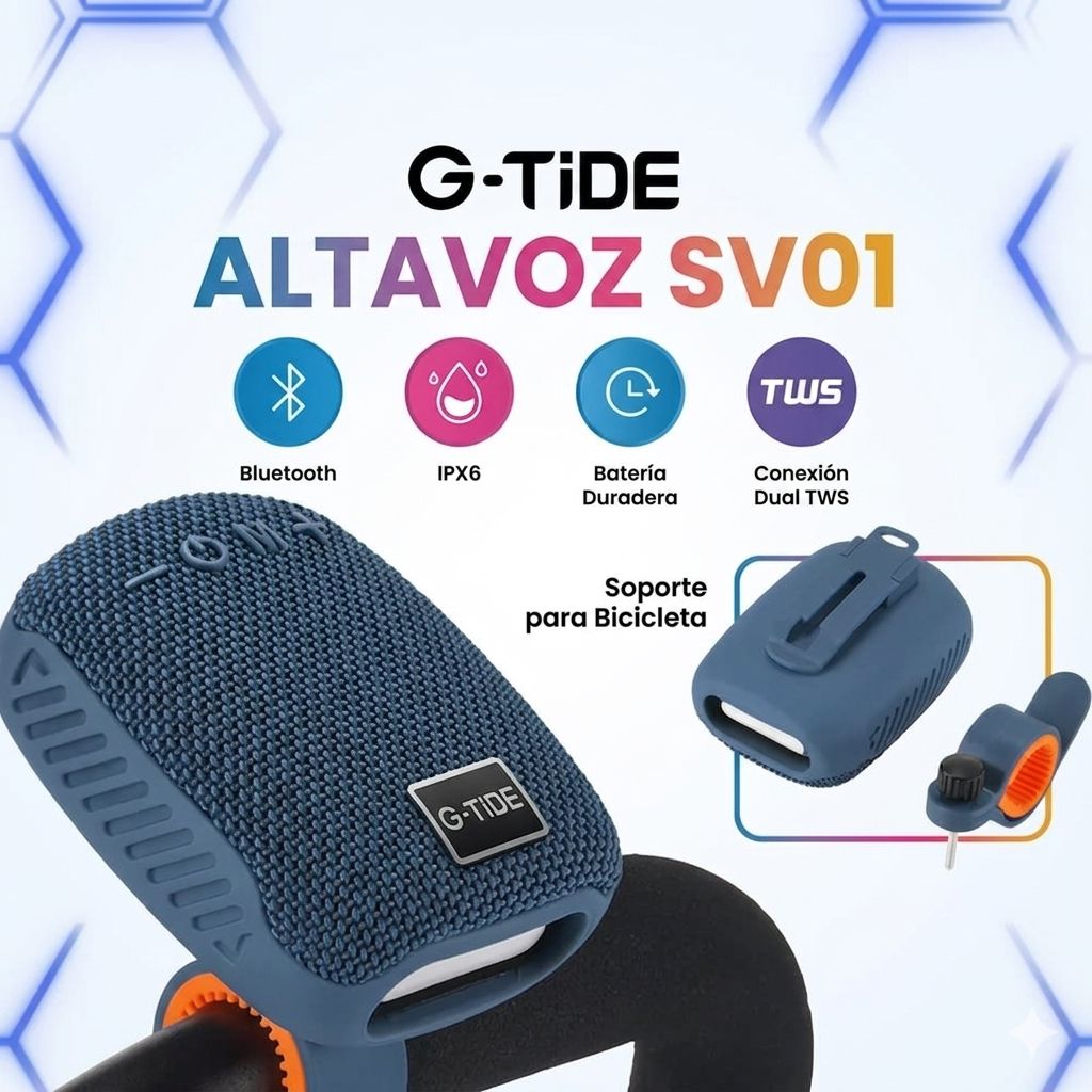Parlante G-TIDE bluetooth con Soporte para Bicicleta