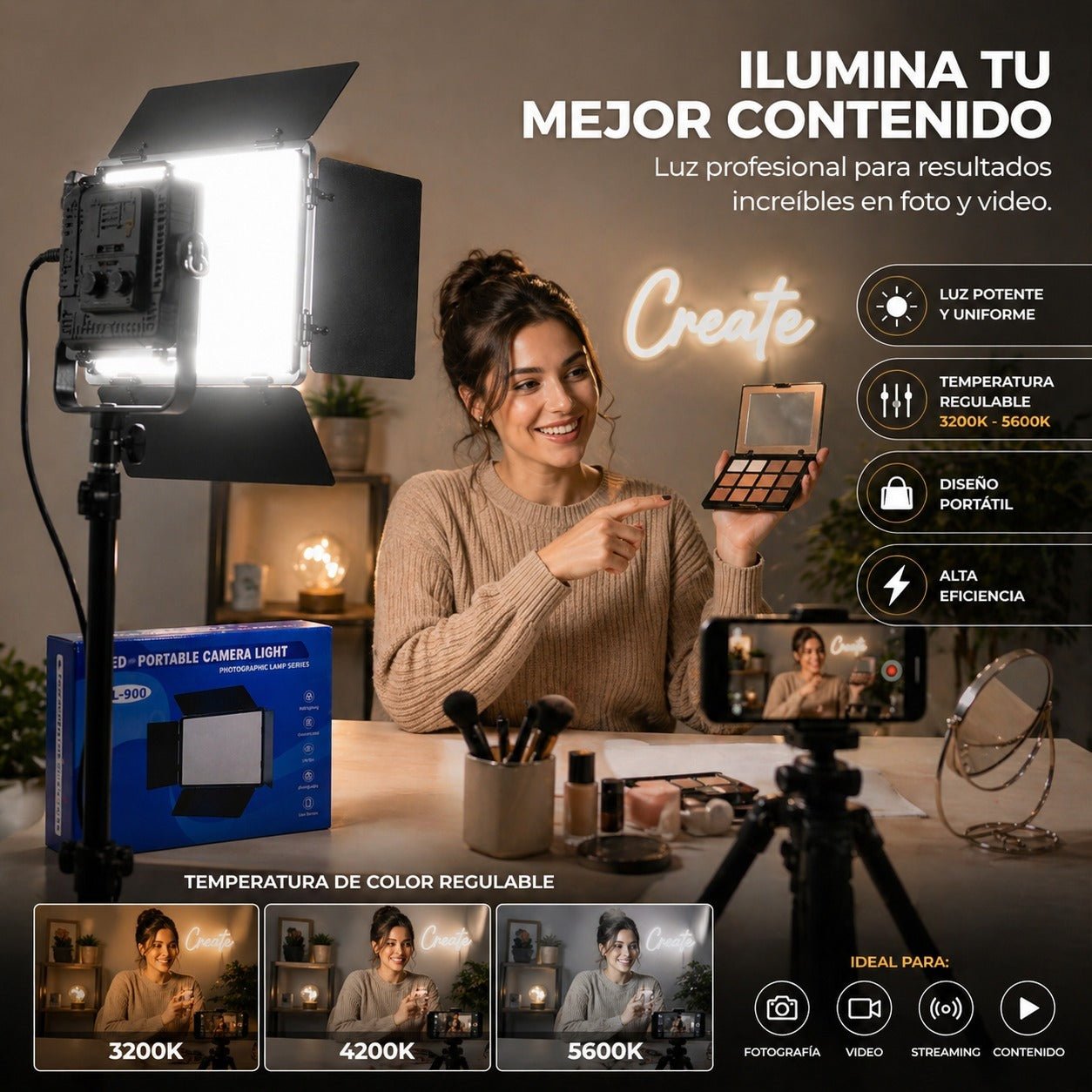 Luz LED Profesional para Streaming y Contenido