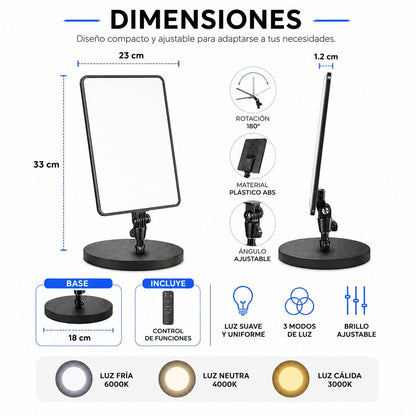 Panel de Iluminación LED RL-16 Compacto y Ajustable