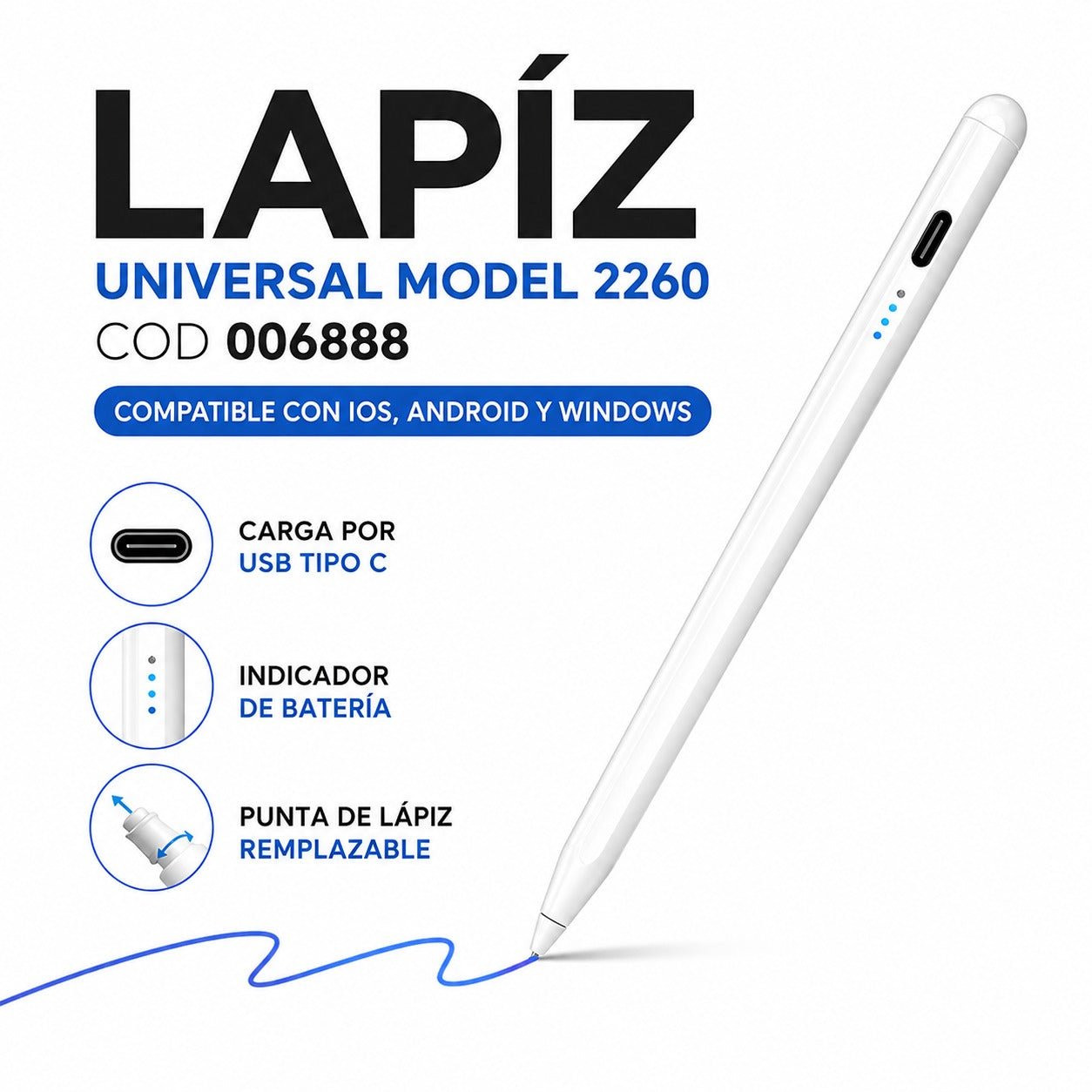 Lápiz Digital Universal para Tablet y Celular