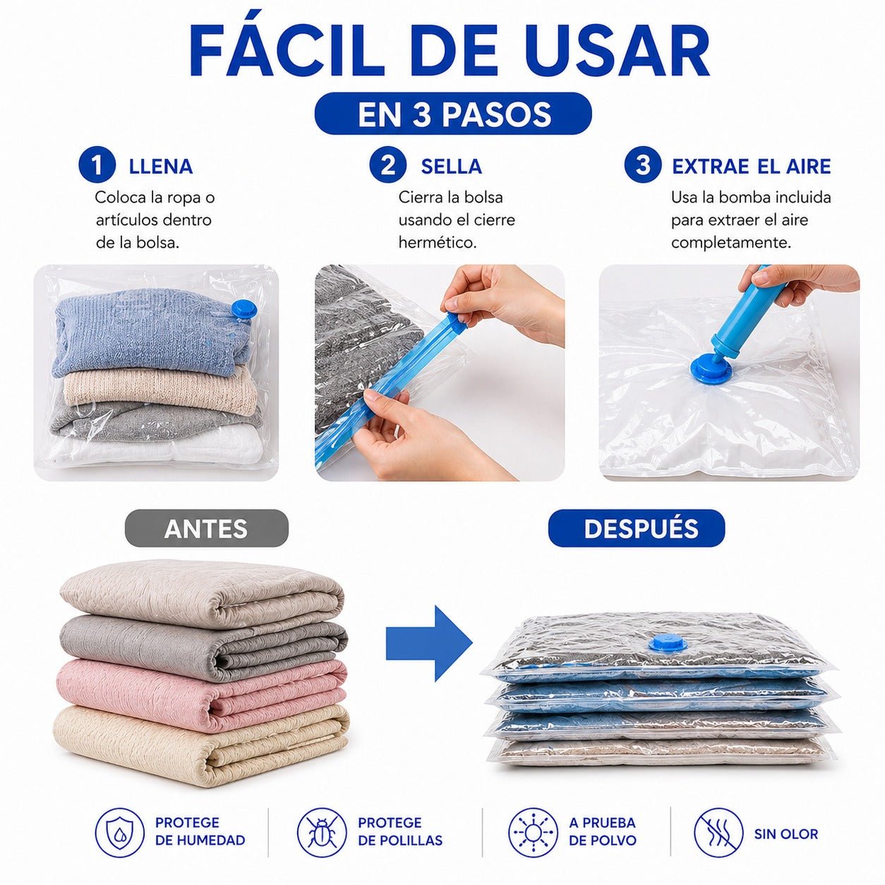 Bolsas de Compresión al Vacío + Bomba