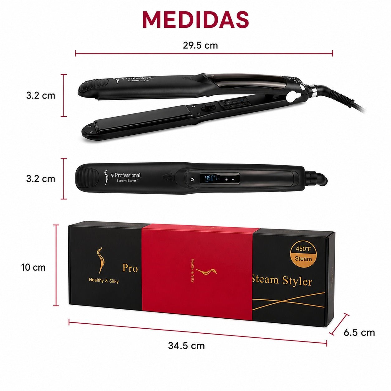 Plancha de Cabello a Vapor Profesional