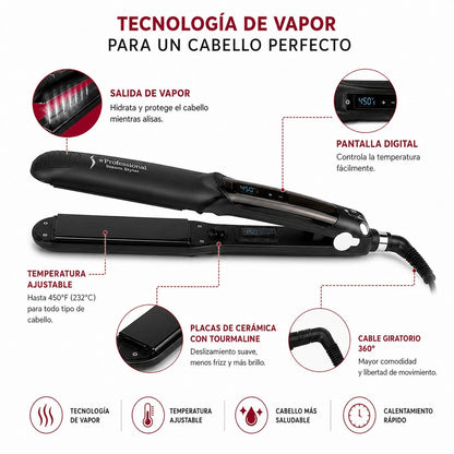 Plancha de Cabello a Vapor Profesional