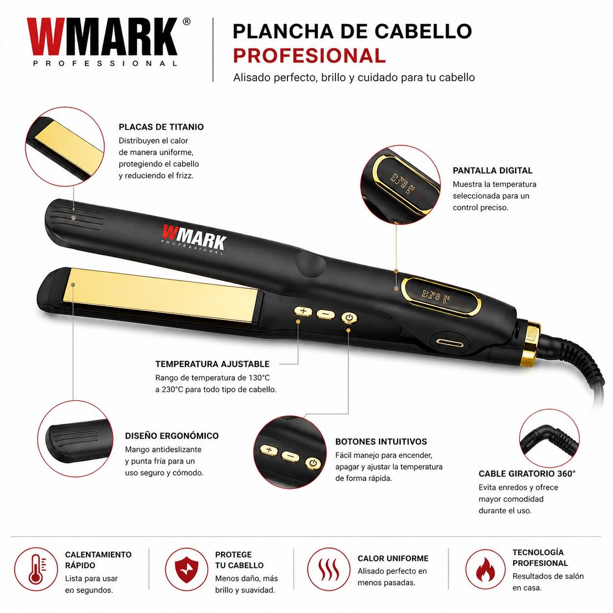 Plancha de Cabello WMARK Original