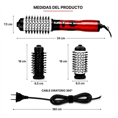 Cepillo secador Giratorio 2 en 1 | con 2 Cepillos intercambiables