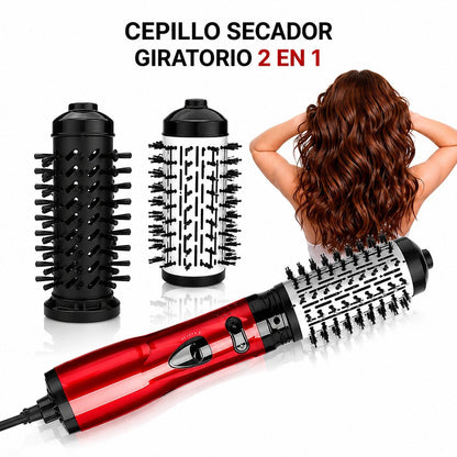 Cepillo secador Giratorio 2 en 1 | con 2 Cepillos intercambiables