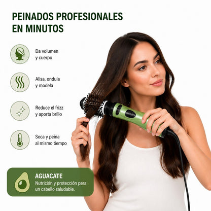 Cepillo Secador Giratorio de Aguacate 2 en 1