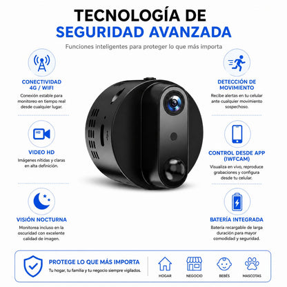 Mini Cámara de Seguridad 4G S9 con Visión Nocturna y Control desde App IWFcam