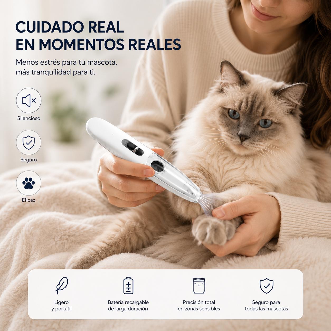 Cortadora Eléctrica PetCare LED para Mascotas