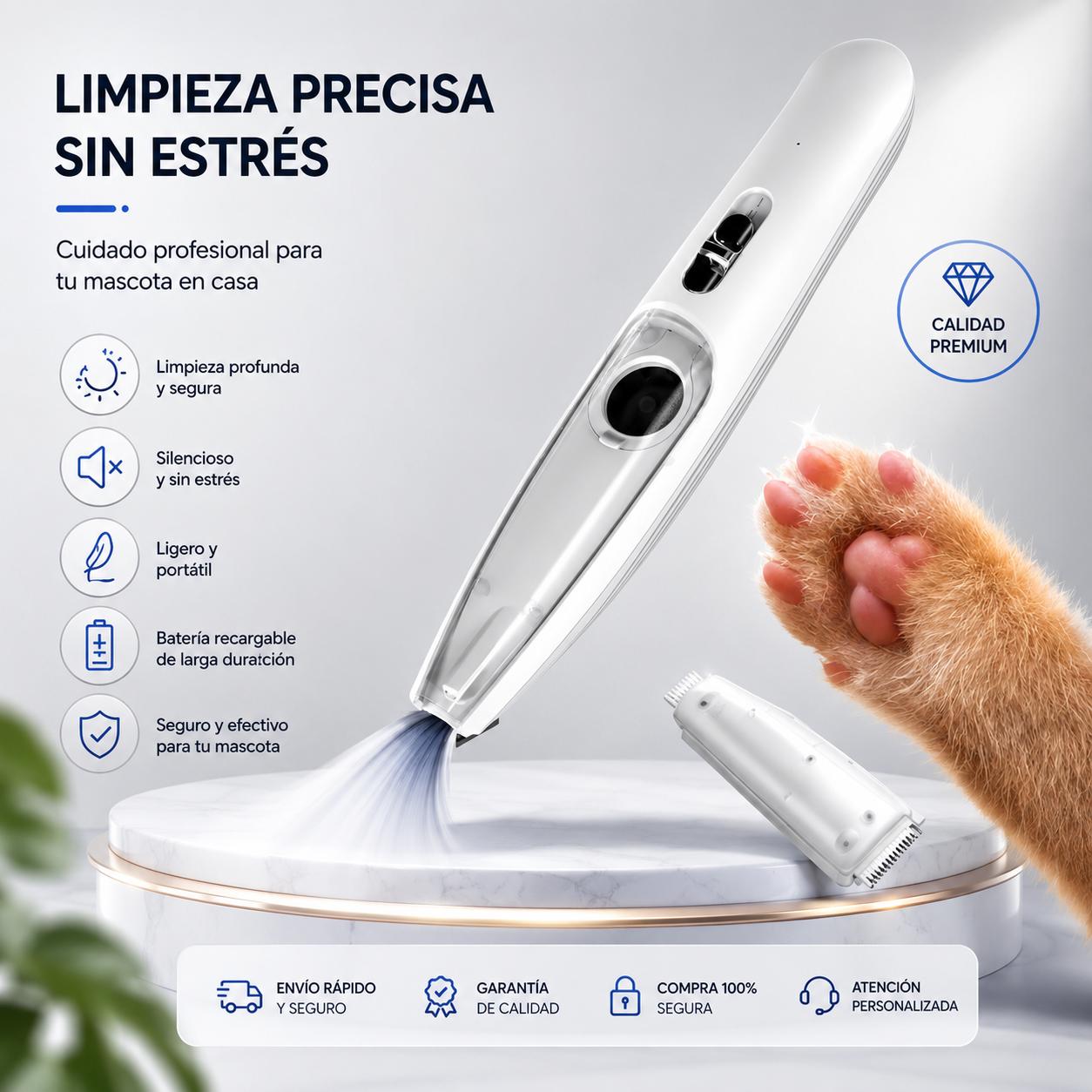 Cortadora Eléctrica PetCare LED para Mascotas