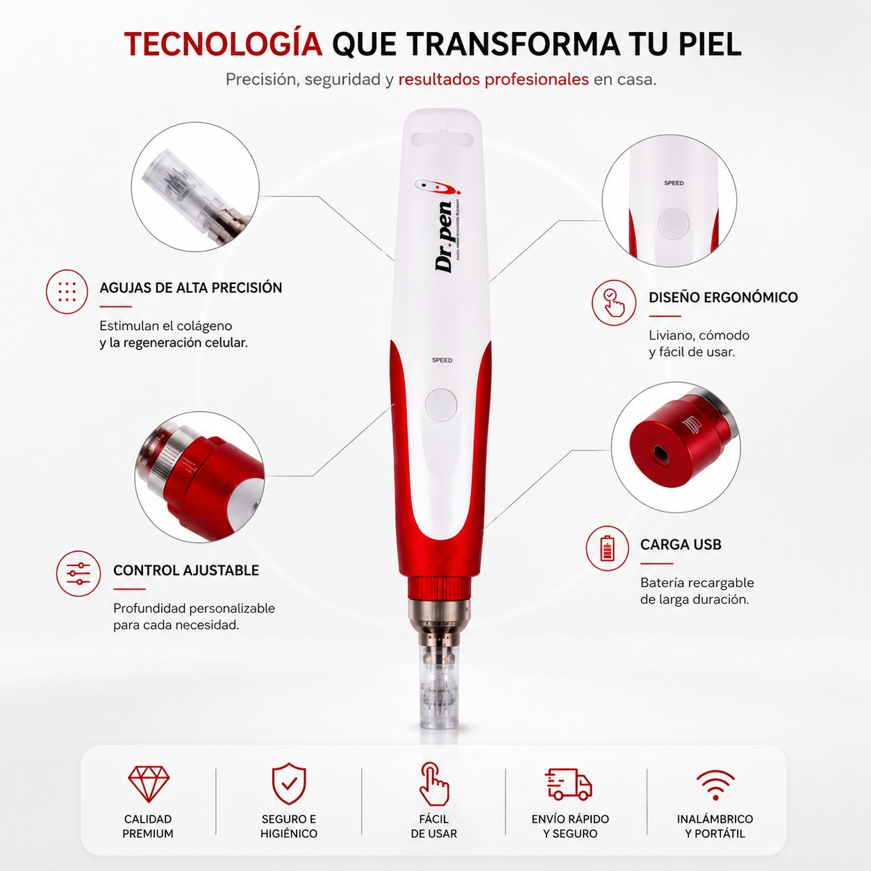 Derma Pen Inalámbrico Profesional Recargable USB