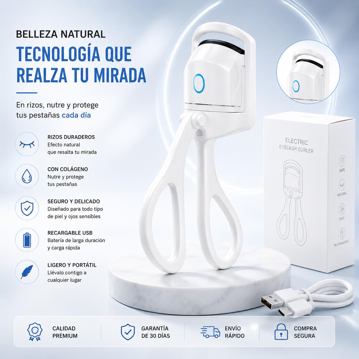 Encrespador Eléctrico USB con Colágeno – Rizo Natural y Seguro