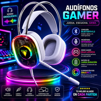 Audífonos Gamer RGB con Micrófono y Baja Latencia