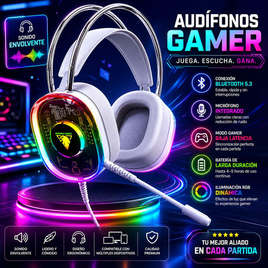 Audífonos Gamer RGB con Micrófono y Baja Latencia