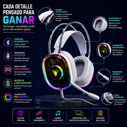 Audífonos Gamer RGB con Micrófono y Baja Latencia