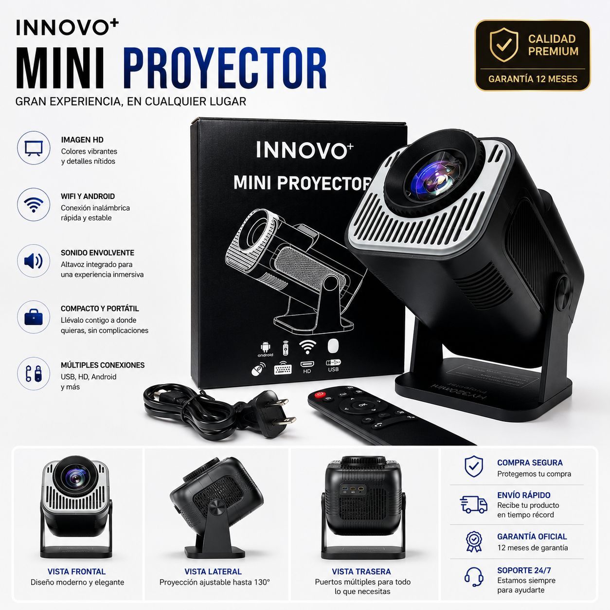 Mini Proyector Portátil HD WiFi Android con Altavoz Integrado